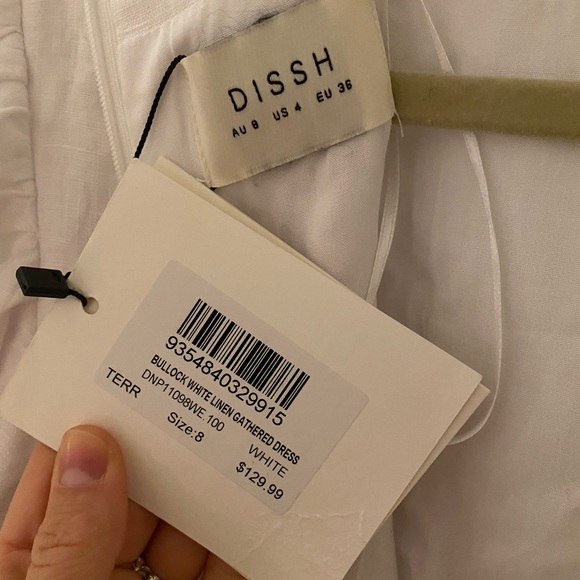Dissh Bullock white linen gathered dress, size US 4. Never worn, new with tags. - Picture 6 of 7